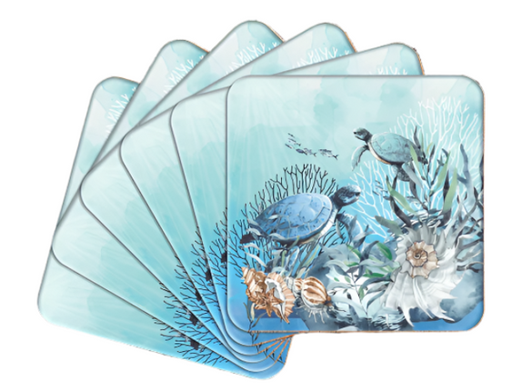 Lisa Pollock Set Of 6 Coasters  Turtle 10X10CM