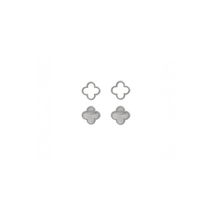 Adnohr Sensation Mother Of Pearl Clover Stud Set Rhodium 16037