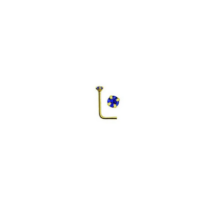 Rossan Bent Post Gold Plated Jewelled Nose Studs Ns5096 Blue