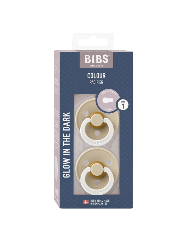 BIBS Colour Night Glow Pacifier Vanilla Size 1 0 to 6 Months 2 Pack