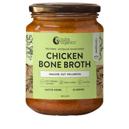 Nutra Organics Chicken Broth Immune Gut Wellbeing - Native Herbs 250g