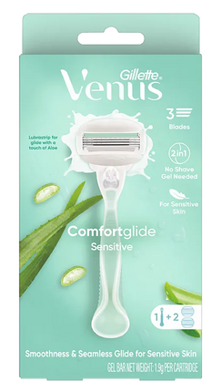 Gillette Venus ComfortGlide Sensitive Womens Razor with 2 Blade Refills