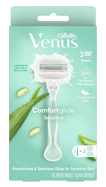 Gillette Venus ComfortGlide Sensitive Womens Razor with 2 Blade Refills