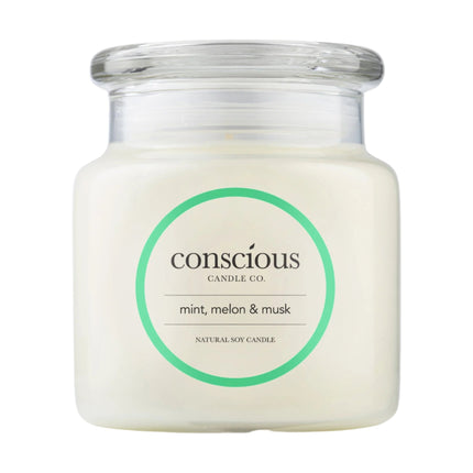 Conscious Candles Mint, Melon & Musk Natural Soy Candle 510g