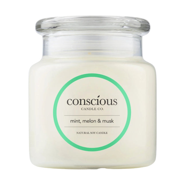 Conscious Candles Mint, Melon & Musk Natural Soy Candle 510g