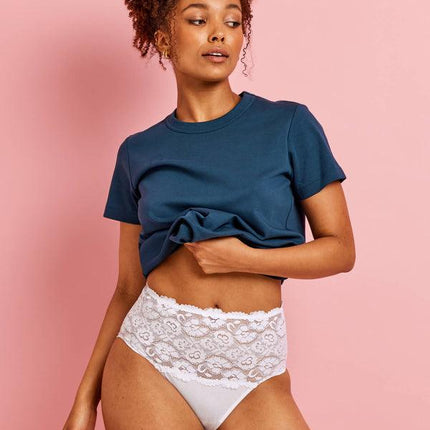 Kayser Daily Essentials Cotton & Heritage Lace Full Brief (465) - White - OhYouLuckyDuck.com.au