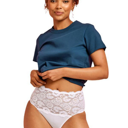 Kayser 465 Cotton & Lace Full Brief - White - OhYouLuckyDuck.com.au
