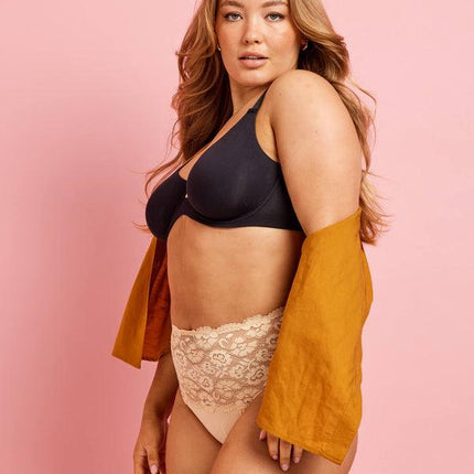 Kayser Daily Essentials Cotton & Heritage Lace Full Brief (465) - Latte - OhYouLuckyDuck.com.au