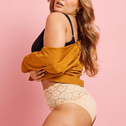 Kayser Daily Essentials Cotton & Heritage Lace Full Brief (465) - Latte - OhYouLuckyDuck.com.au