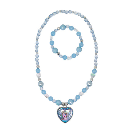 Pink Poppy Frozen Elsa Necklace & Bracelet Set