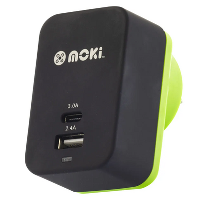Moki Wall Charger+(Typec+Usb)3.0 Rapidcharge Black