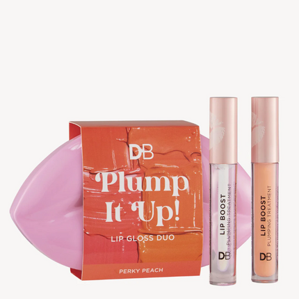 DB Cosmetics Plump It Up Lip Gloss Duo Perky Peach - OhYouLuckyDuck.com.au