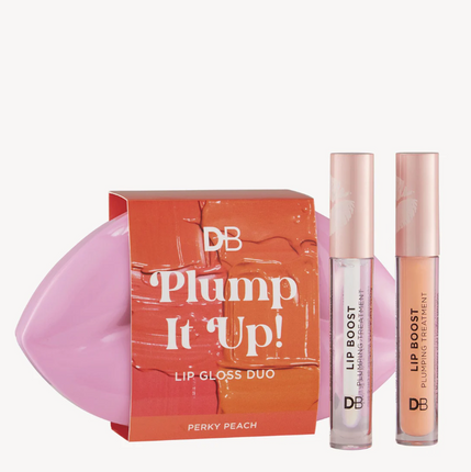 DB Cosmetics Plump It Up Lip Gloss Duo Perky Peach - OhYouLuckyDuck.com.au