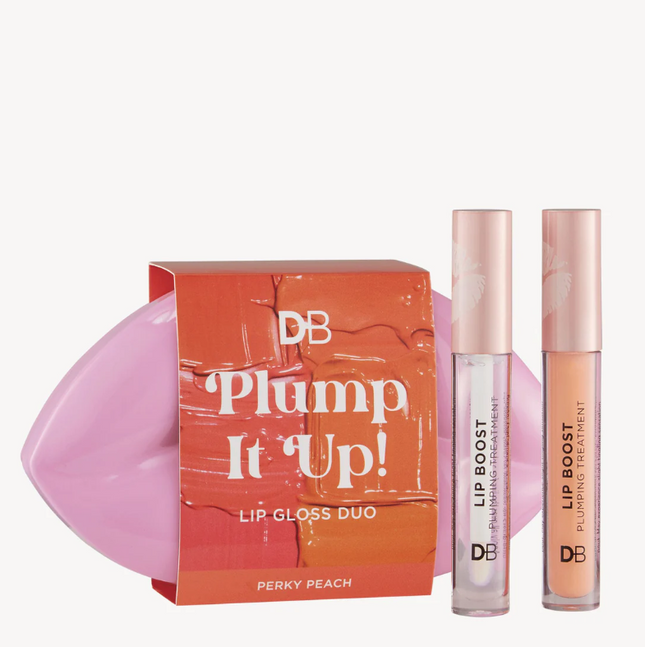 DB Cosmetics Plump It Up Lip Gloss Duo Perky Peach - OhYouLuckyDuck.com.au