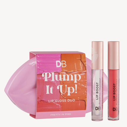 DB Cosmetics Plump It Up Lip Gloss Duo Pretty Pink - OhYouLuckyDuck.com.au