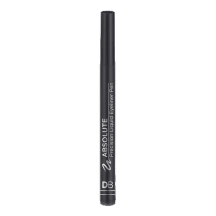 A black liquid eyeliner pen with a cap, labeled 'DB Cosmetics Absolute Liquid Eyeliner', with the shade 'Projection' mentioned on the pen.