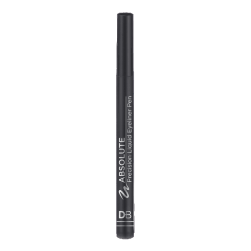 A black liquid eyeliner pen with a cap, labeled 'DB Cosmetics Absolute Liquid Eyeliner', with the shade 'Projection' mentioned on the pen.