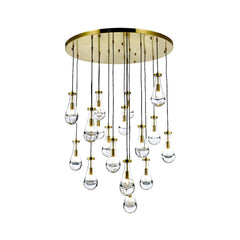 Rayne Collection - Round Cluster - W: 100cm H: 150cm - Brass Chandelier - OhYouLuckyDuck.com.au