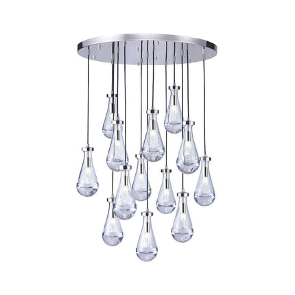 Rayne Collection - Round Cluster - W: 80cm H: 120cm - Polished Nickel Chandelier - OhYouLuckyDuck.com.au