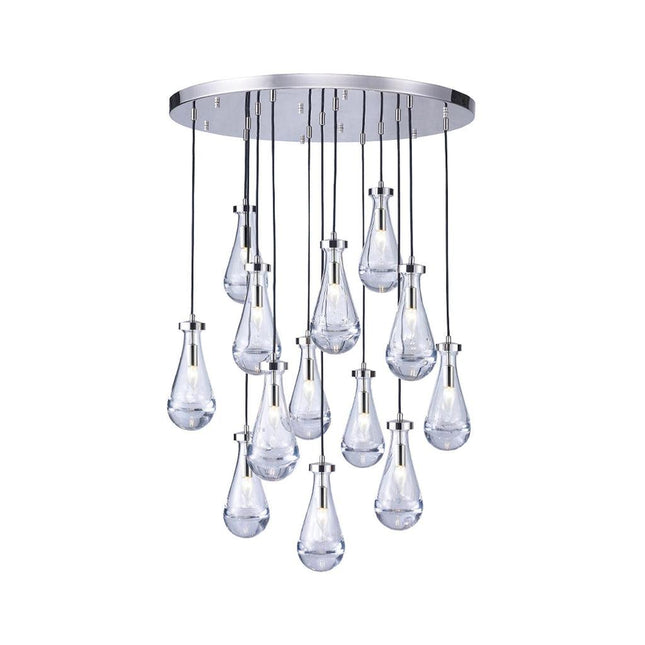 Rayne Collection - Round Cluster - W: 80cm H: 120cm - Polished Nickel Chandelier - OhYouLuckyDuck.com.au