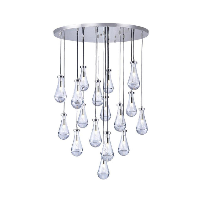 Rayne Collection - Round Cluster - W: 100cm H: 150cm - Polished Nickel Chandelier - OhYouLuckyDuck.com.au