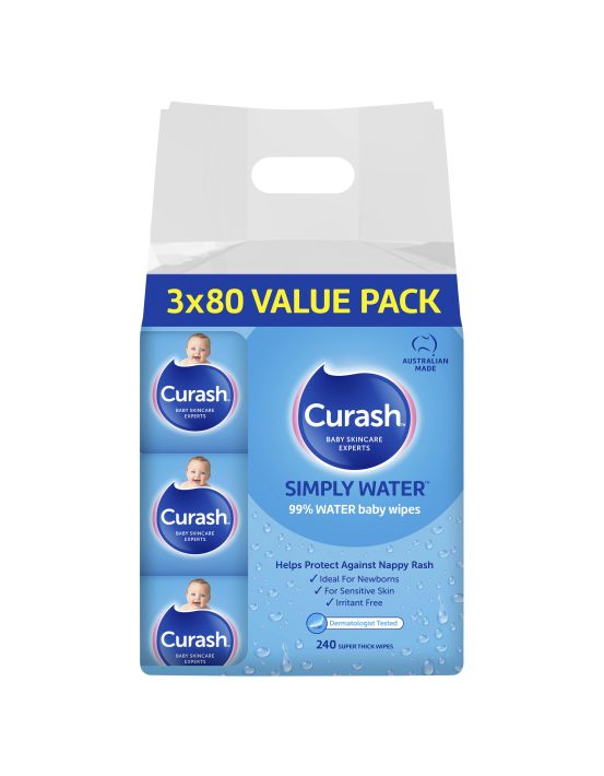 Curash Water Wipes 3X80 - OhYouLuckyDuck.com.au