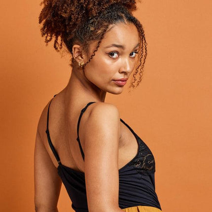 Kayser Daily Essentials Cotton & Heritage Lace Cami (465) - Black - OhYouLuckyDuck.com.au