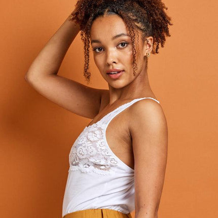 Kayser Daily Essentials Cotton & Heritage Lace Cami (465) -White - OhYouLuckyDuck.com.au
