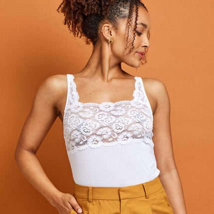 Kayser Daily Essentials Cotton & Heritage Lace Cami (465) -White - OhYouLuckyDuck.com.au