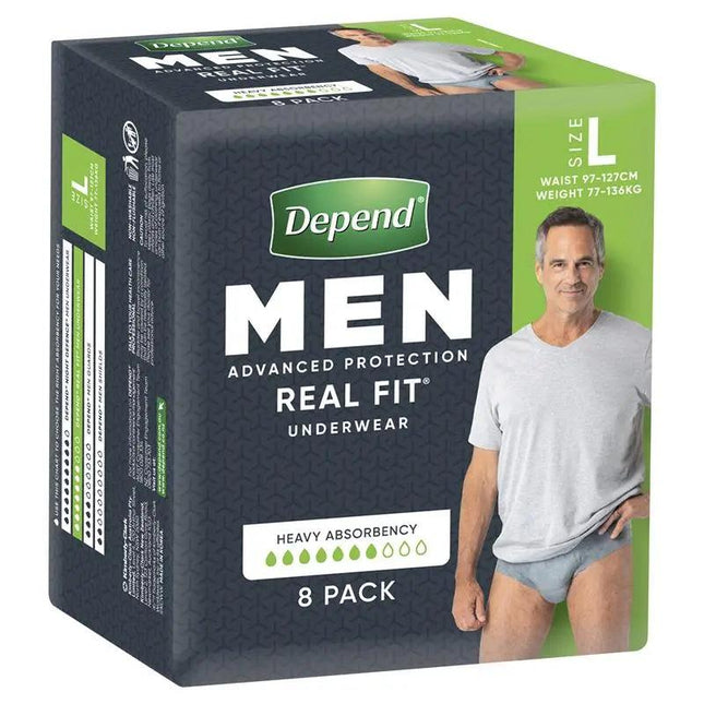 Depend Real Fit For Men Underwear, Heavy Absorbency, Large, 8 Pants - OhYouLuckyDuck.com.au