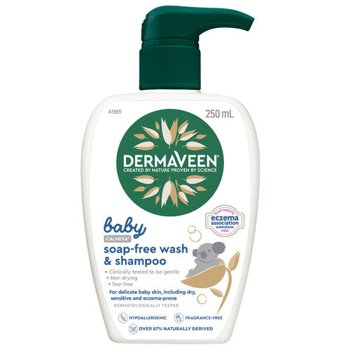 DermaVeen Calmexa Baby Soap Free Hair & Body Wash 250mL - OhYouLuckyDuck.com.au