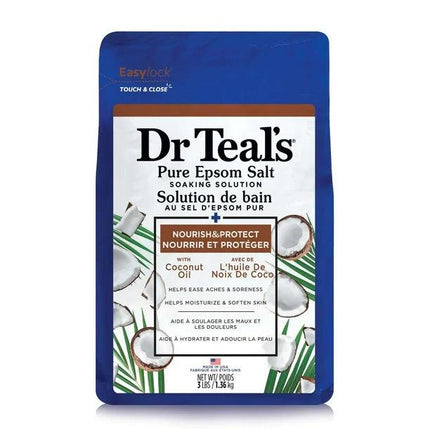 Dr Teal's Pure Epsom Salt Soak, Nourish & Protect with Coconut Oil 1.36kg - OhYouLuckyDuck.com.au
