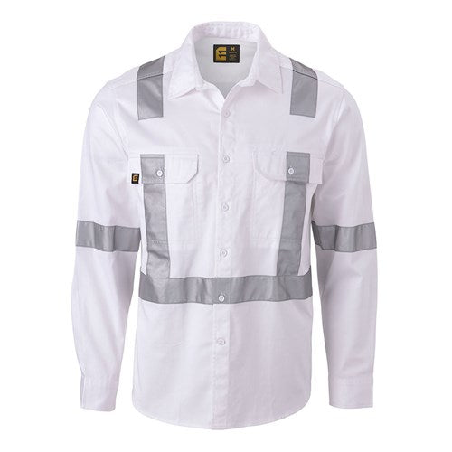 Eleven Workwear L/S Drill Shirt with X Tape White 4XL
