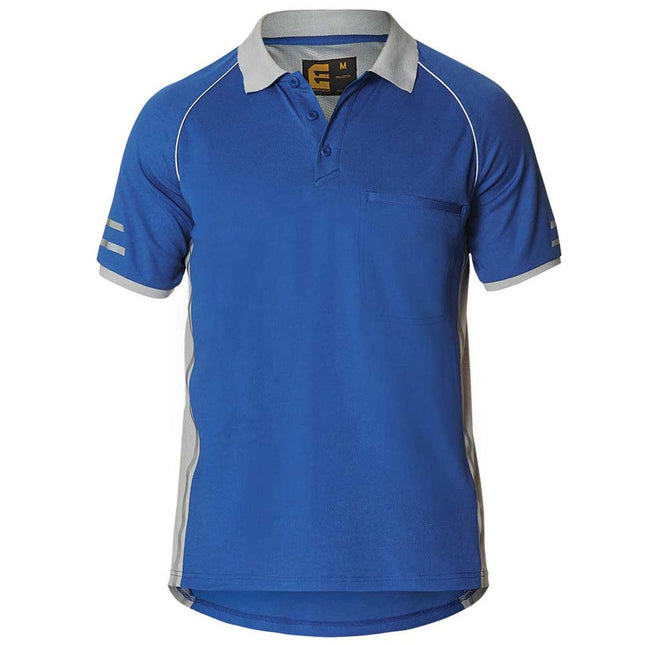 Eleven Workwear Aerocool S/S Polo Shirt Cobalt Blue Silver Grey Small