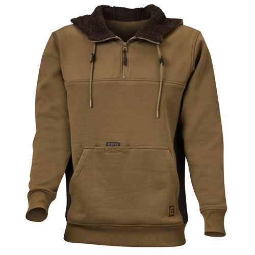 Eleven Workwear 1/4 Zip Contrast Panel Hoodie Olive Black