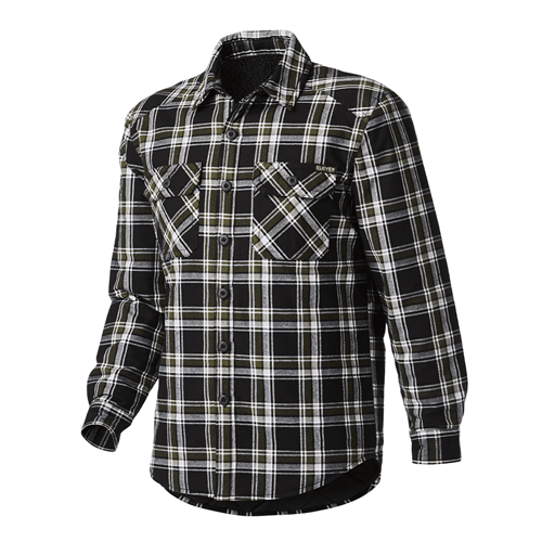 Eleven Workwear Quilted Flannel Shacket Black/Olive Check