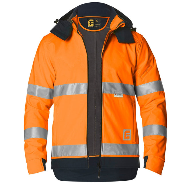 Eleven Workwear Hi-Vis Bio-Motion Taped Soft Shell Jacket Orange Navy
