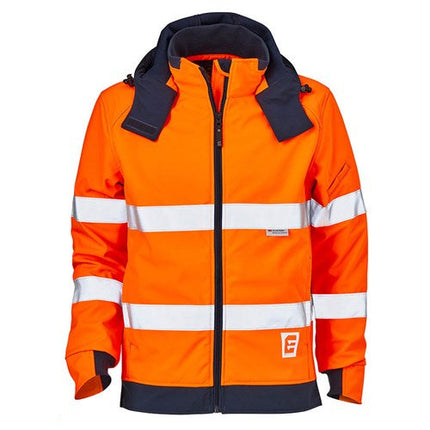 Eleven Workwear Jacket Soft Shell Hi Vis Orange Navy Xs