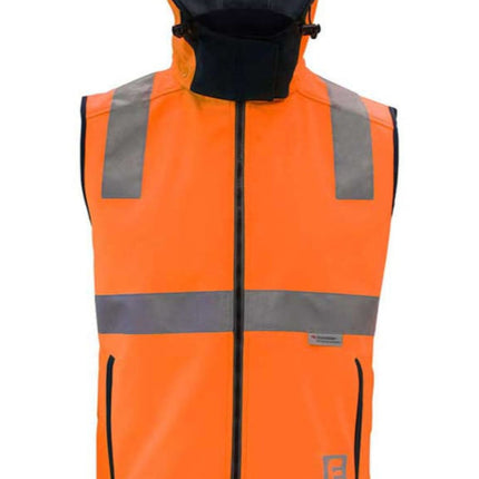 Eleven Workwear Hi-Vis 'B' Taped Soft Shell Vest Orange Navy