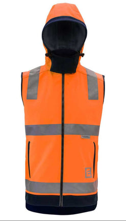 Eleven Workwear Hi-Vis 'B' Taped Soft Shell Vest Orange Navy