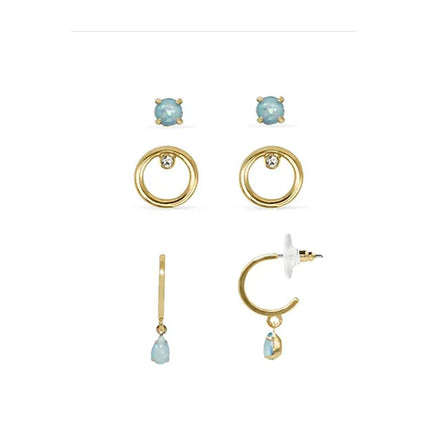 Ear Sense Gold/Opal Stud, Circle & J Hoop Trio