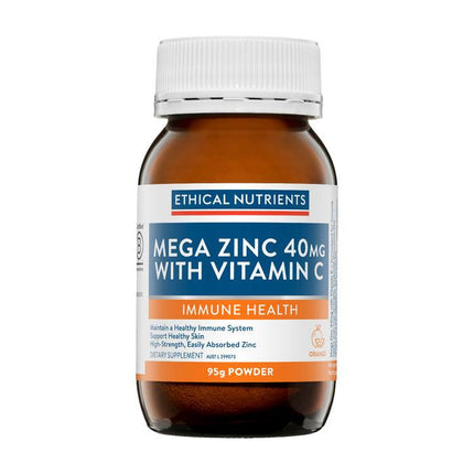 Ethical Nutrients Mega Zinc Powder With Vitamin C Powder Orange 95g - OhYouLuckyDuck.com.au