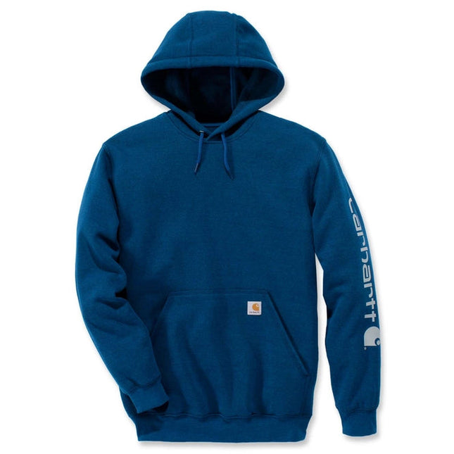 Carhartt Midweight Sleeve Logo Hooded Sweatshirt K288 Bold Blue Heather