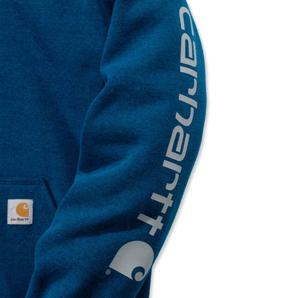 Carhartt Midweight Sleeve Logo Hooded Sweatshirt K288 Bold Blue Heather