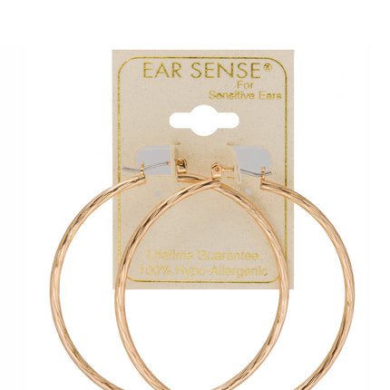 Ear Sense Gold Faceted Click Hoops 50MM