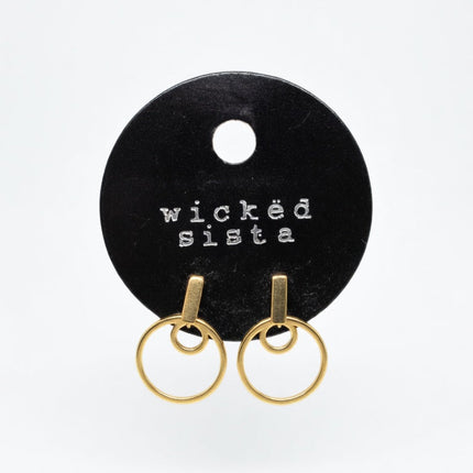 Wicked Sista Gold Tone Modern Design Earrings