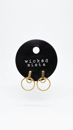 Wicked Sista Gold Tone Modern Design Earrings
