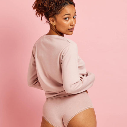 Kayser Modal Micro Rib with Lace Trim Mid Brief - Blush - OhYouLuckyDuck.com.au