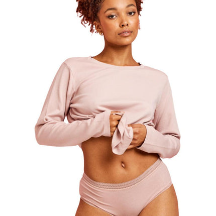Kayser Modal Micro Rib with Lace Trim Mid Brief - Blush - OhYouLuckyDuck.com.au