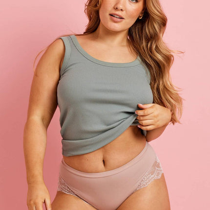 Kayser Recycled Microfibre & Recycled Lace Mid Rise Brief - Blush - OhYouLuckyDuck.com.au